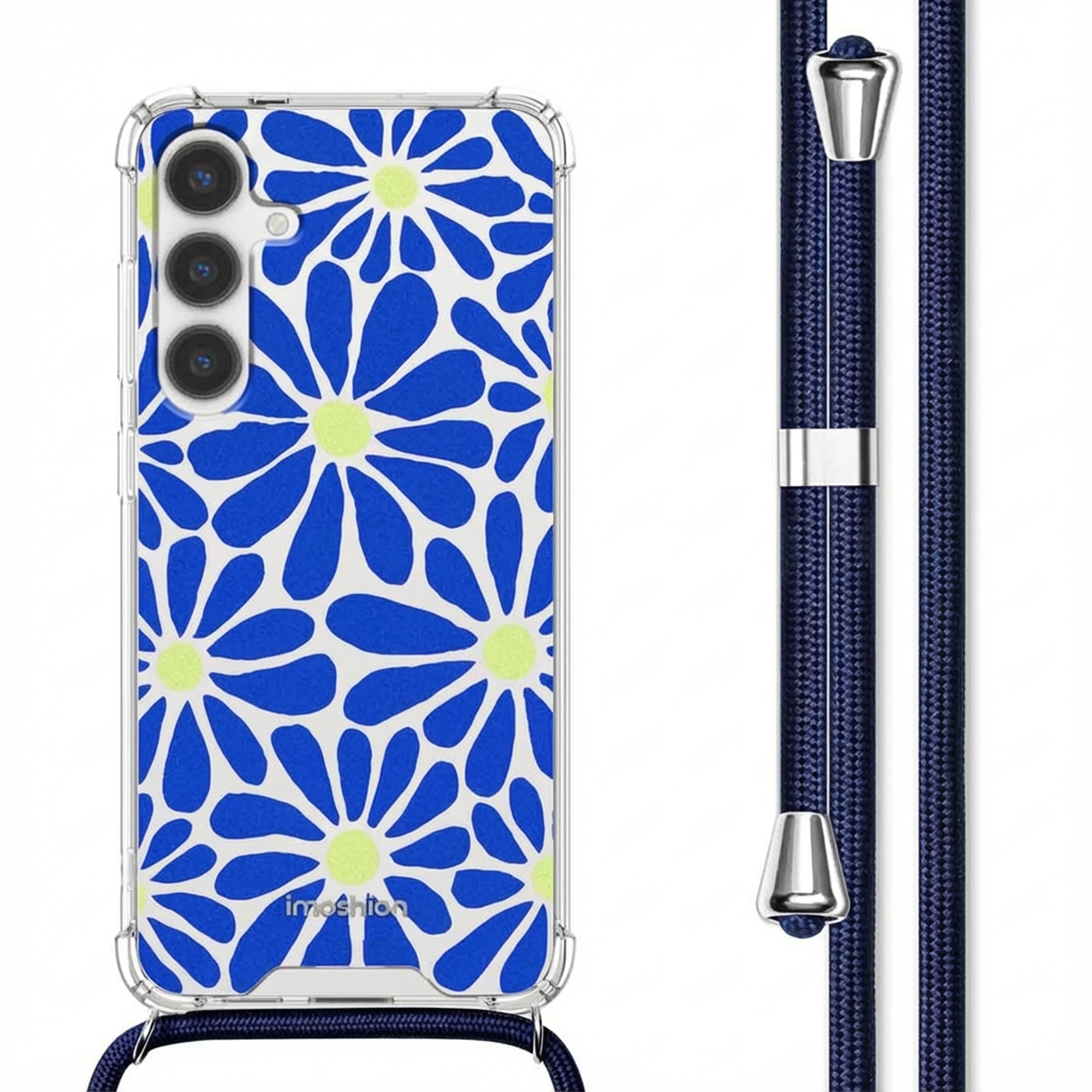 imoshion Design hoesje met koord voor de Samsung Galaxy S24 - Cobalt Blue Flowers Connect