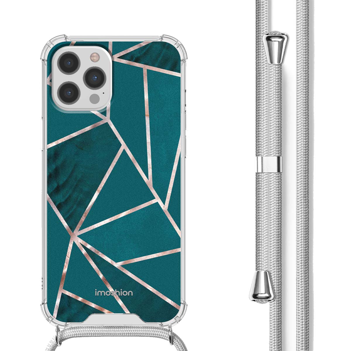 imoshion Design hoesje met koord voor de Apple iPhone 12 (Pro) - Petrol Green Graphic