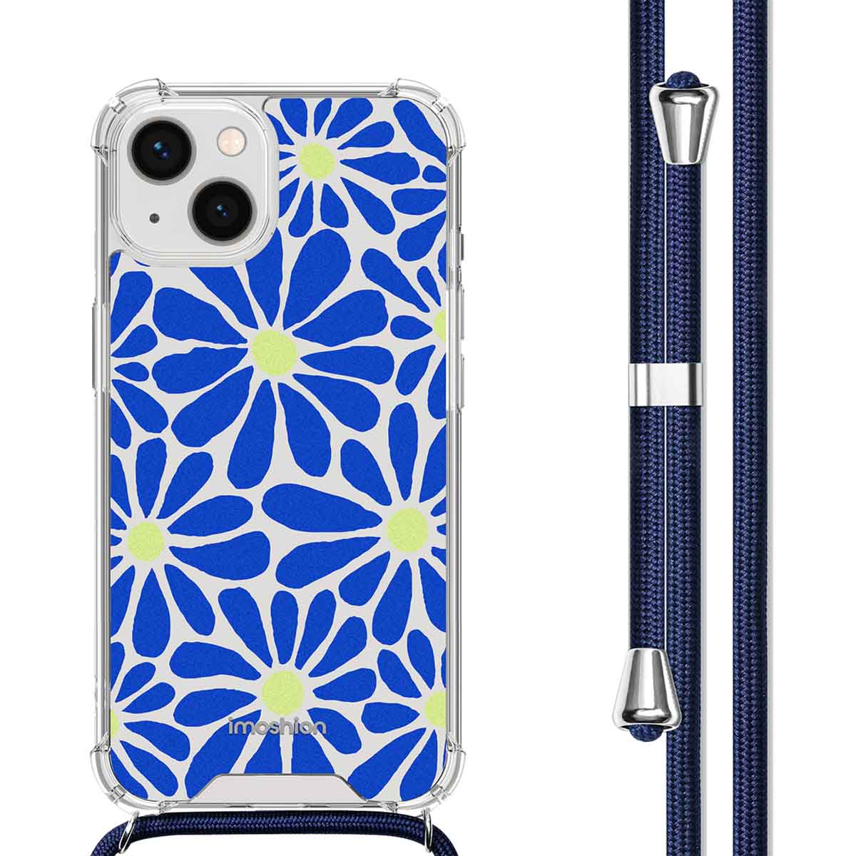 imoshion Coque Design avec cordon Apple iPhone 13 - Cobalt Blue Flowers Connect