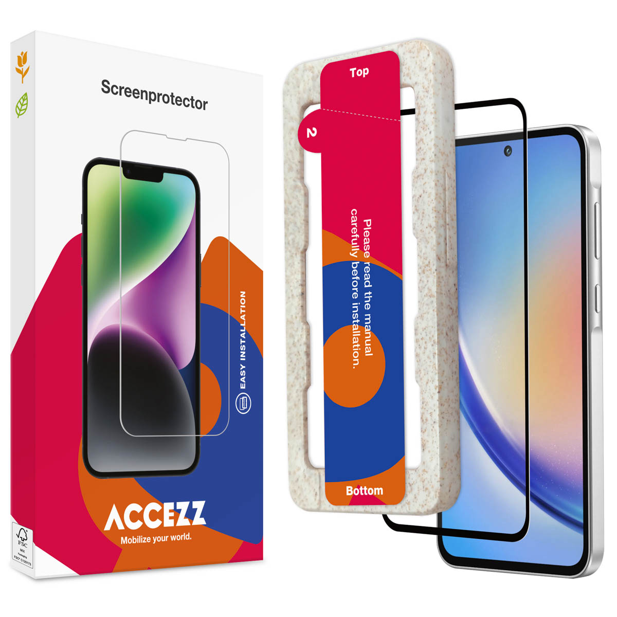 Accezz Gehard Glas Full Cover Screenprotector met applicator voor de Samsung Galaxy A55 (5G) / A35