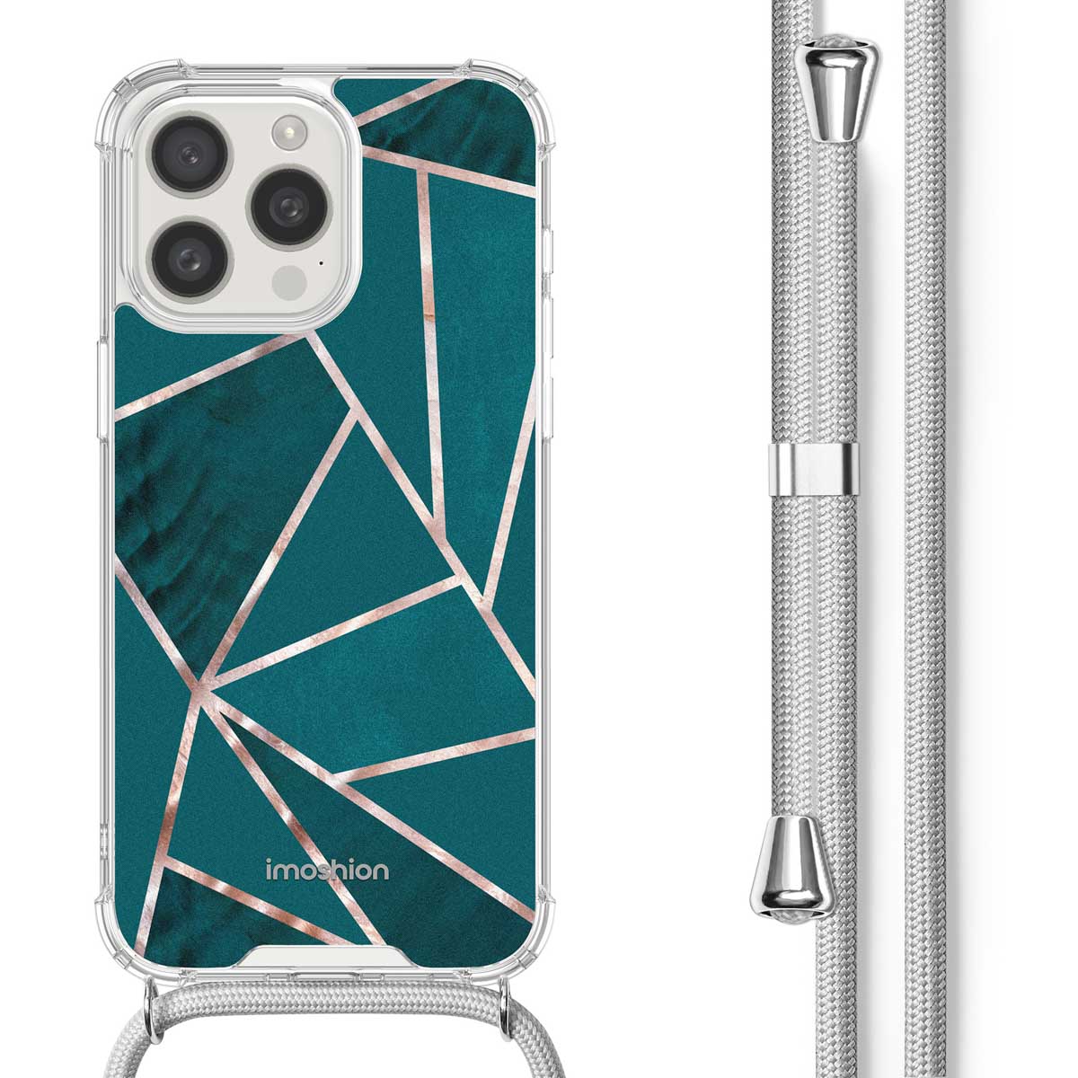 imoshion Design hoesje met koord voor de Apple iPhone 15 Pro - Petrol Green Graphic
