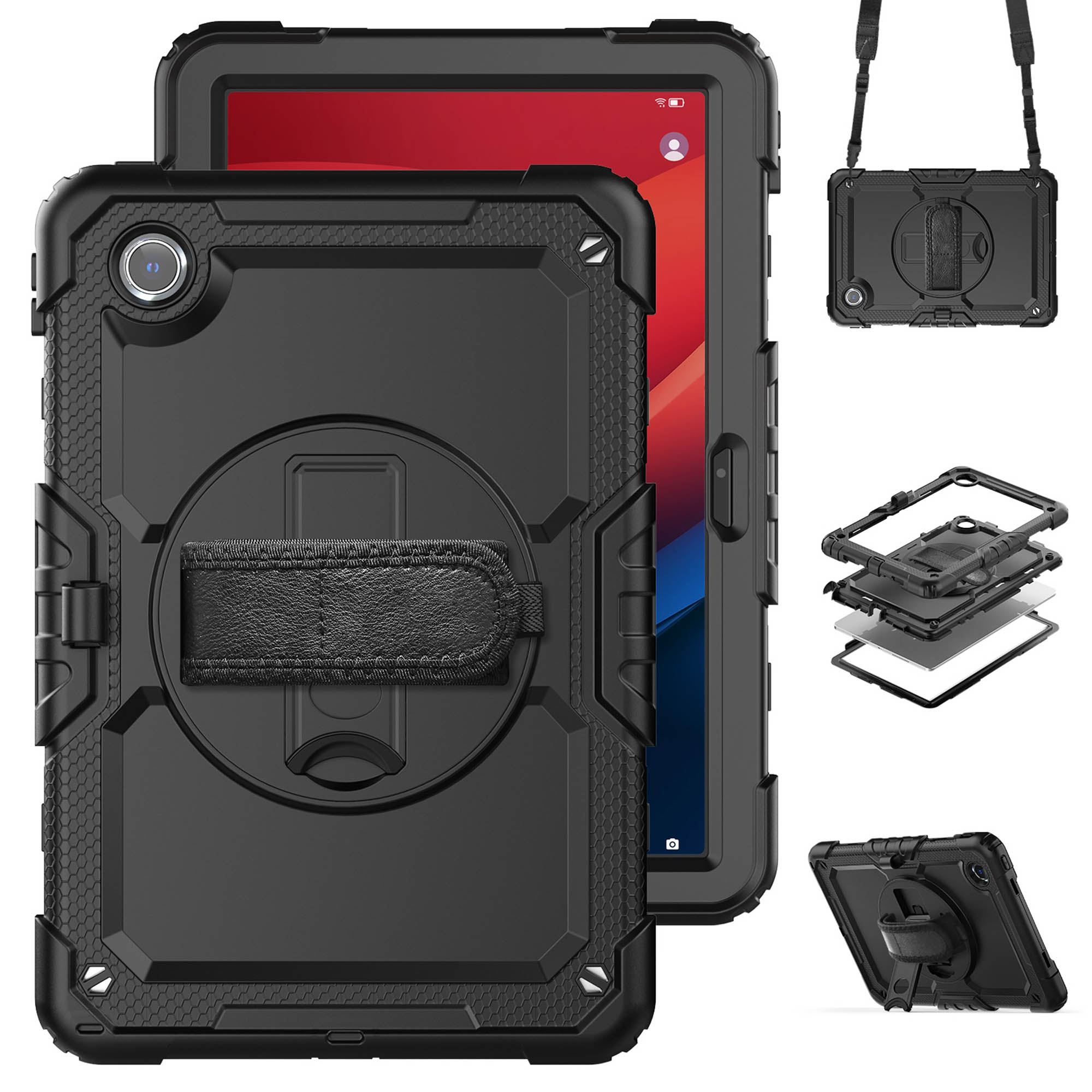 Accezz Rugged Backcover met schouderstrap voor de Lenovo Tab M11 - Zwart