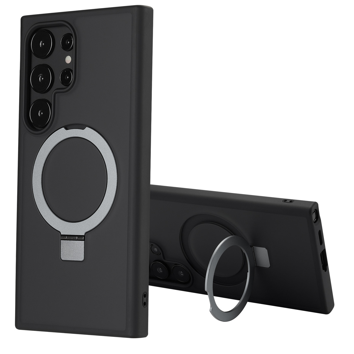Accezz Ring Stand Backcover met MagSafe voor de Samsung Galaxy S24 Ultra - Zwart