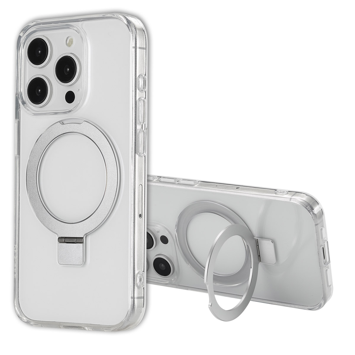 Accezz Coque Ring Stand avec MagSafe Apple iPhone 15 Pro - Transparent