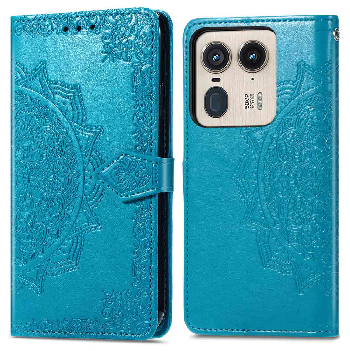 imoshion Mandala Bookcase voor de Motorola Edge 50 Ultra - Turquoise