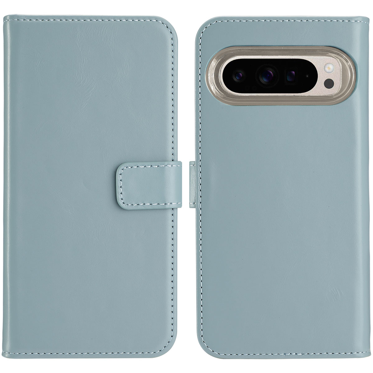 Selencia Echt Leren Bookcase voor de Google Pixel 9 / 9 Pro - Air Blue