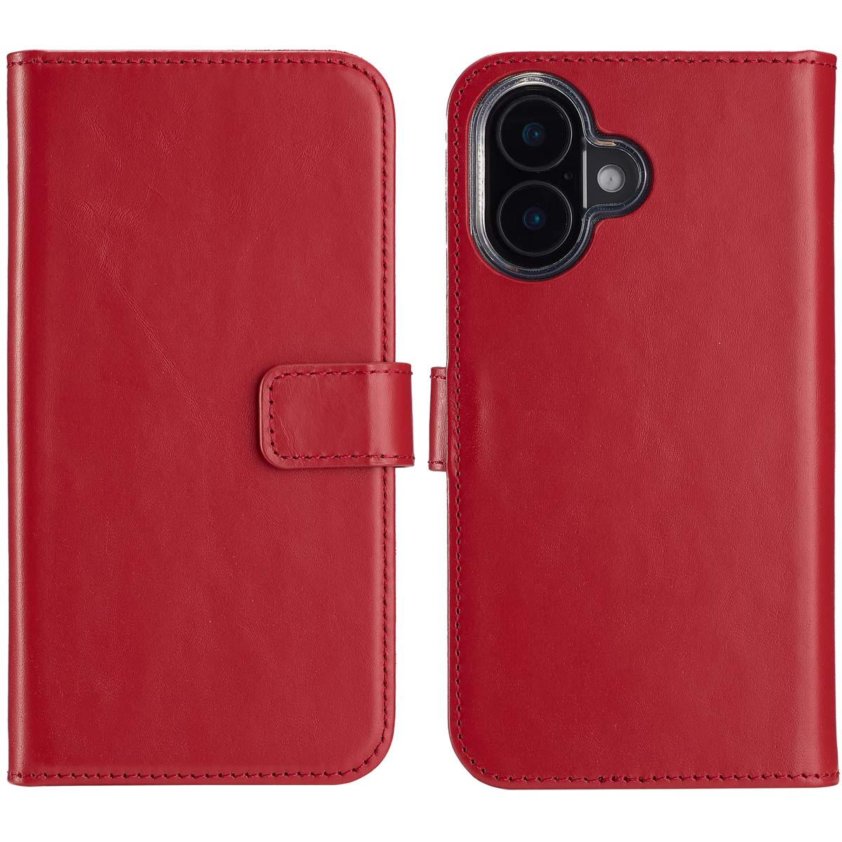 Selencia Echt Leren Bookcase voor de Apple iPhone 16 Plus - Rood