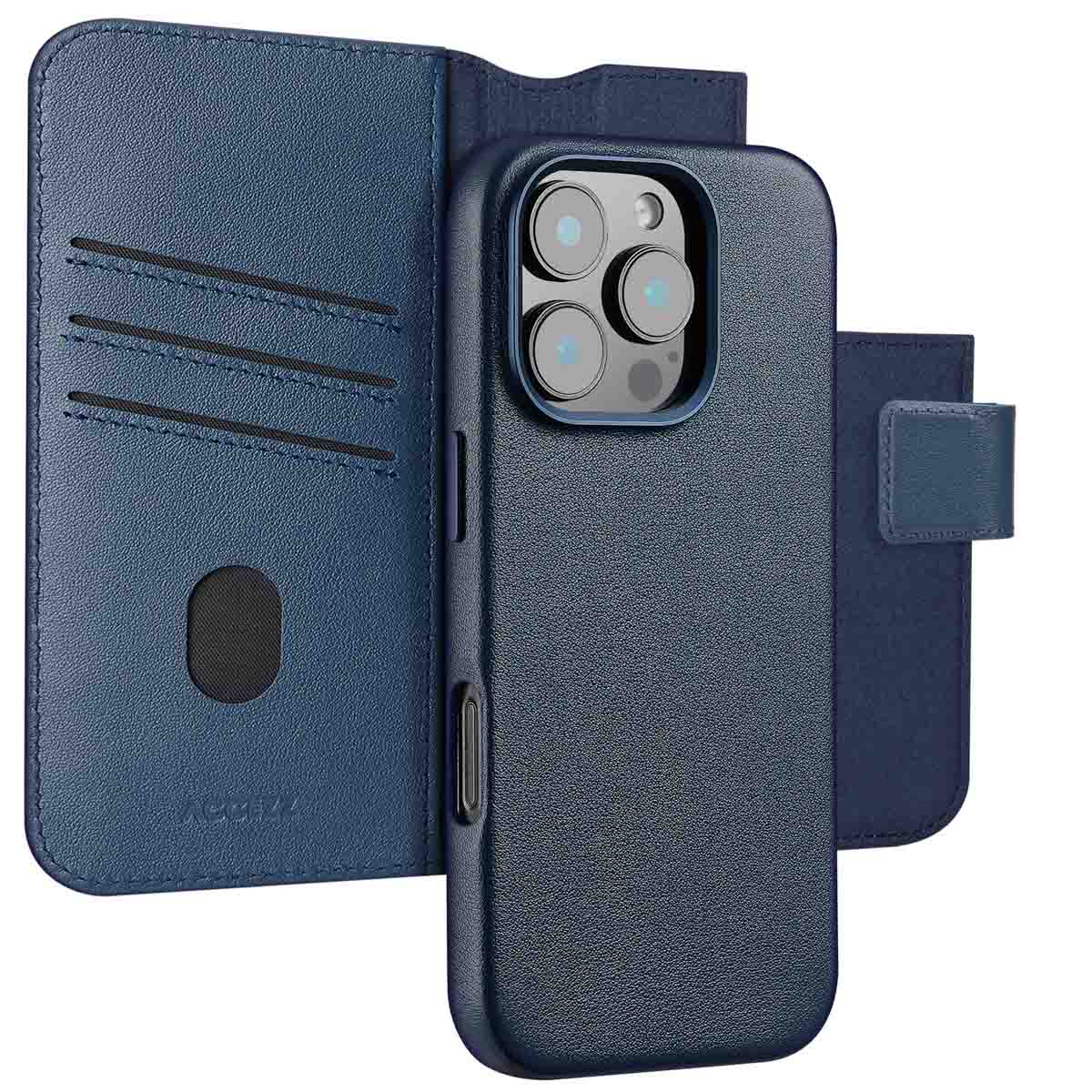 Accezz Leather Bookcase 2-in-1 met MagSafe voor de Apple iPhone 16 Pro - Nightfall Blue