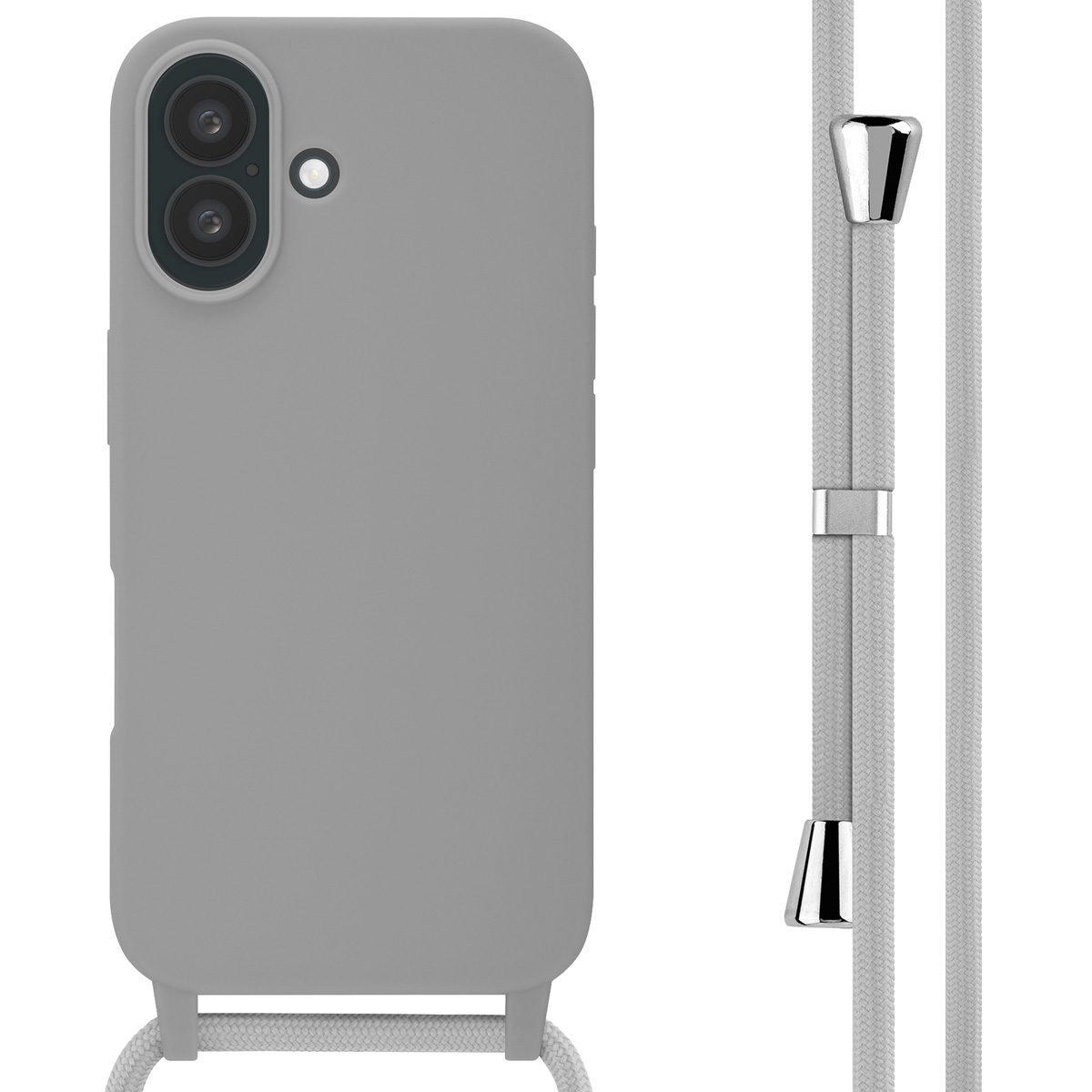 imoshion Siliconen hoesje met koord voor de Apple iPhone 16 - Lichtgrijs