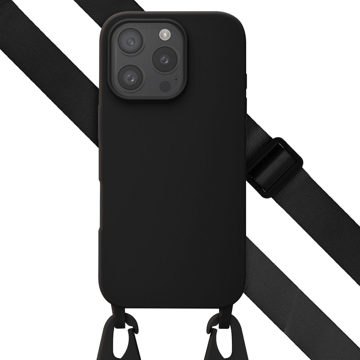 Selencia Coque silicone avec cordon amovible Apple iPhone 16 Pro - Noir