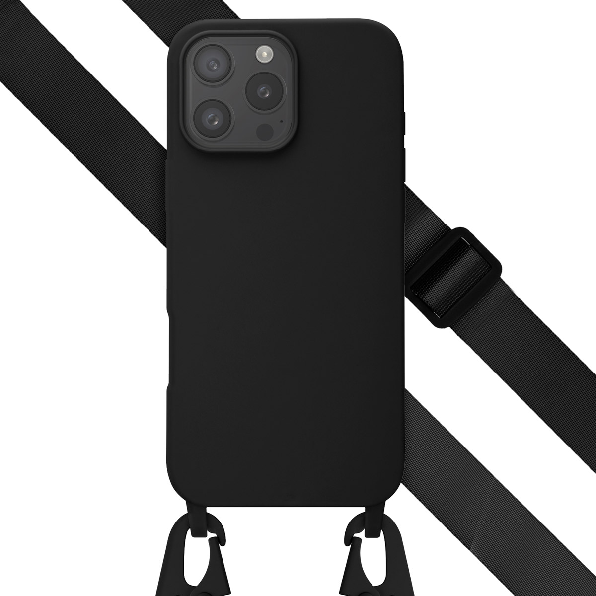 Selencia Coque silicone avec cordon amovible Apple iPhone 16 Pro Max - Noir