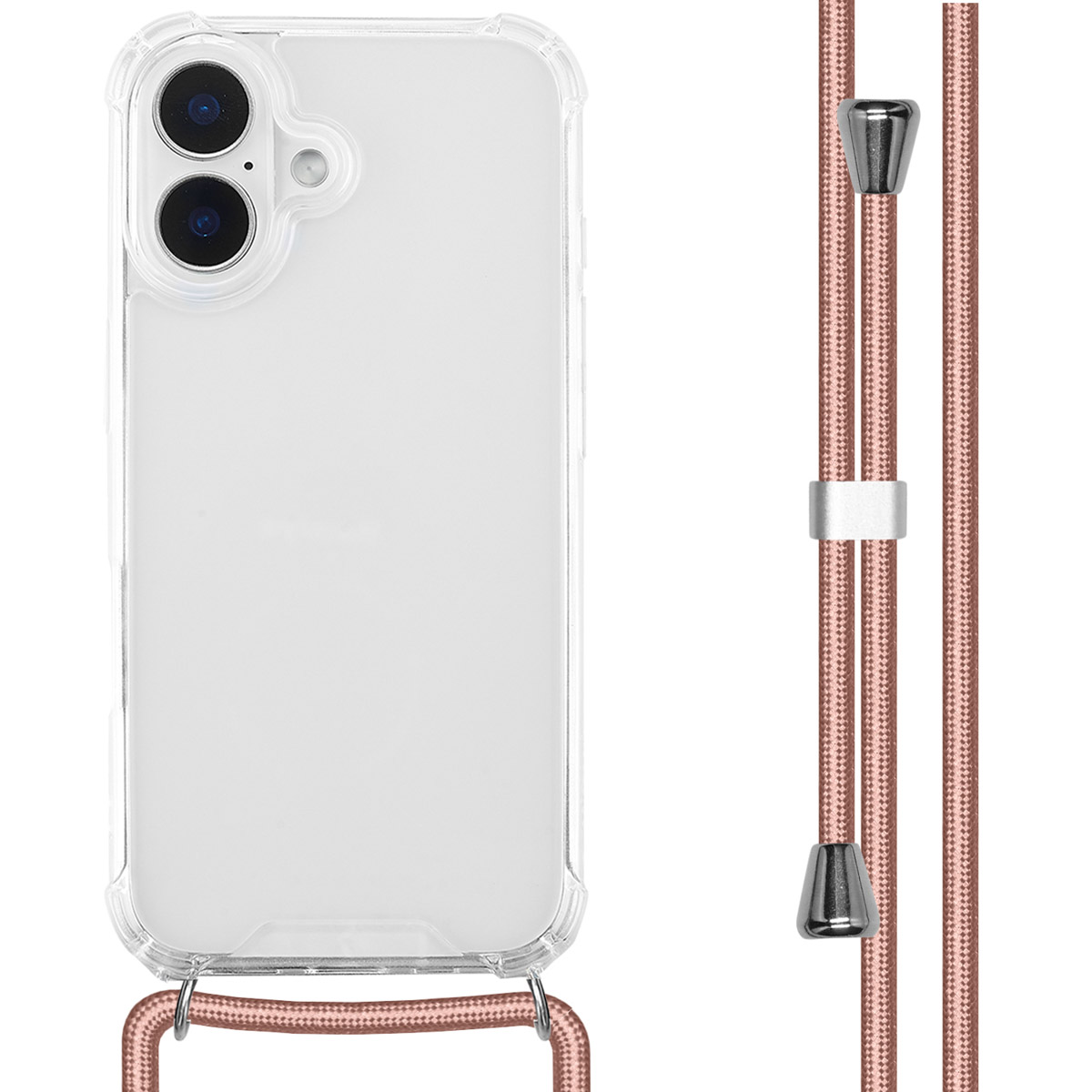 imoshion Transparante Backcover met koord voor de Apple iPhone 16 - Rosé Goud