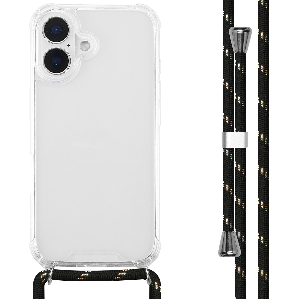 imoshion Coque arrière Transparente avec cordon Apple iPhone 16 - Noir / Or