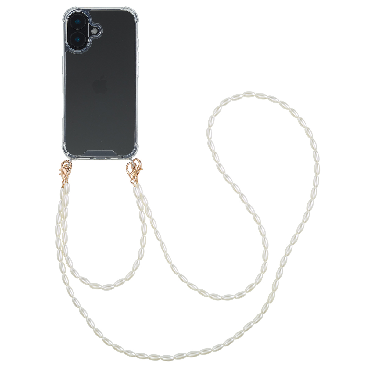 imoshion Coque avec dragonne + bracelet - Perles Apple iPhone 16 - Transparent