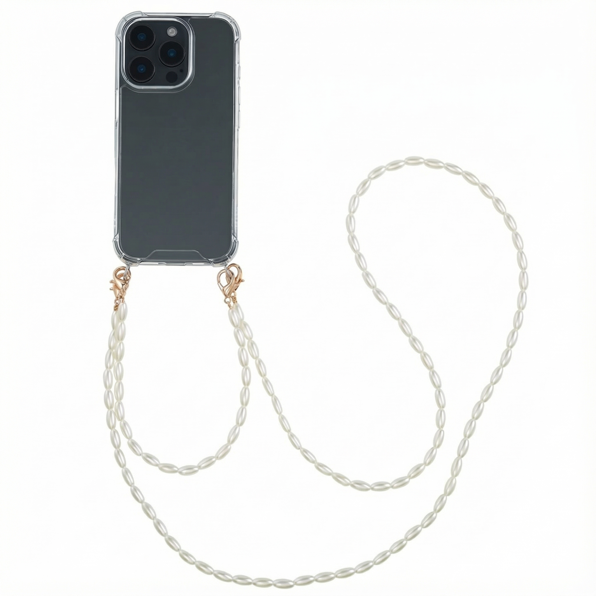 imoshion Coque avec dragonne + bracelet - Perles Apple iPhone 16 Pro - Transparent