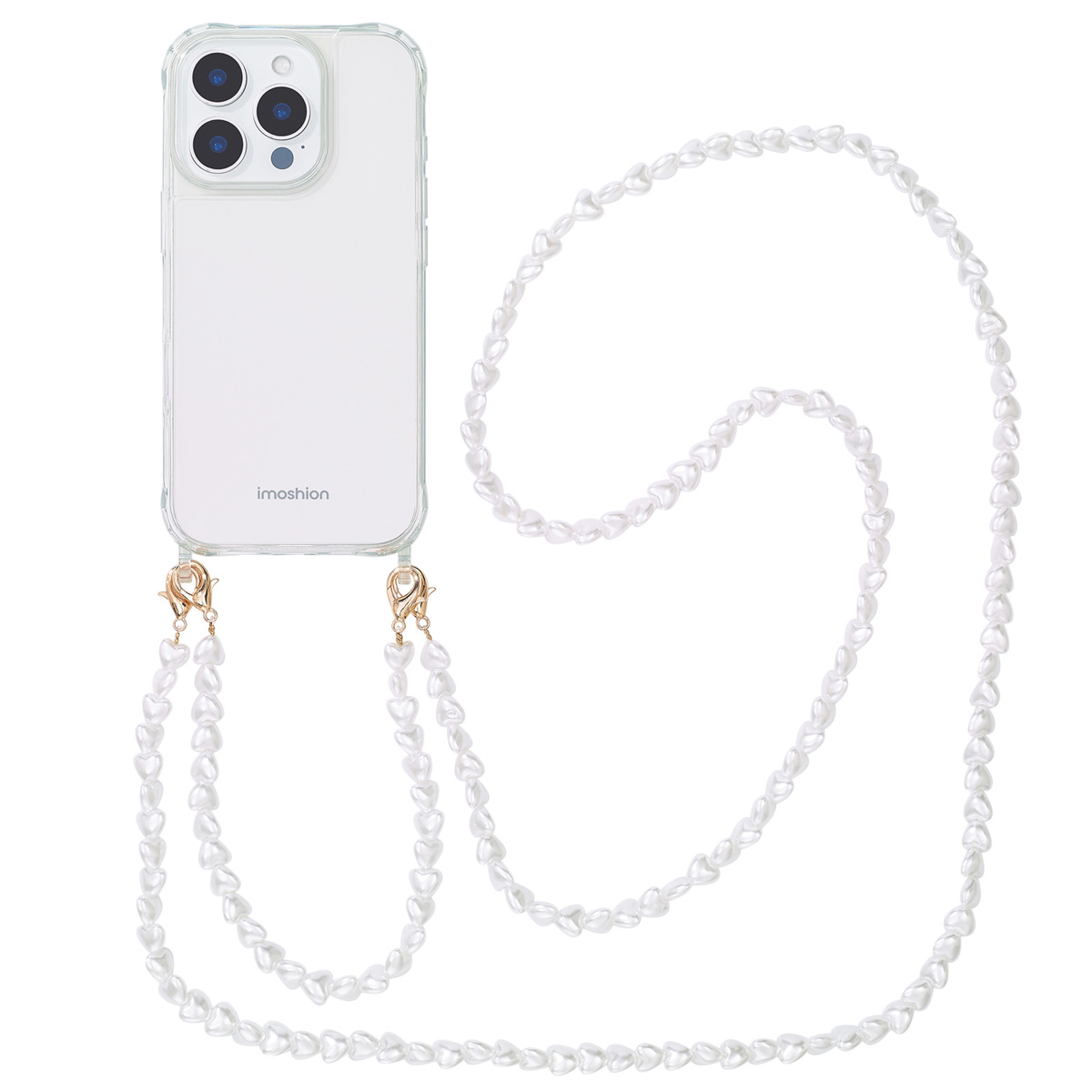 imoshion Coque avec dragonne + bracelet Apple iPhone 16 Pro - Perles Cœurs