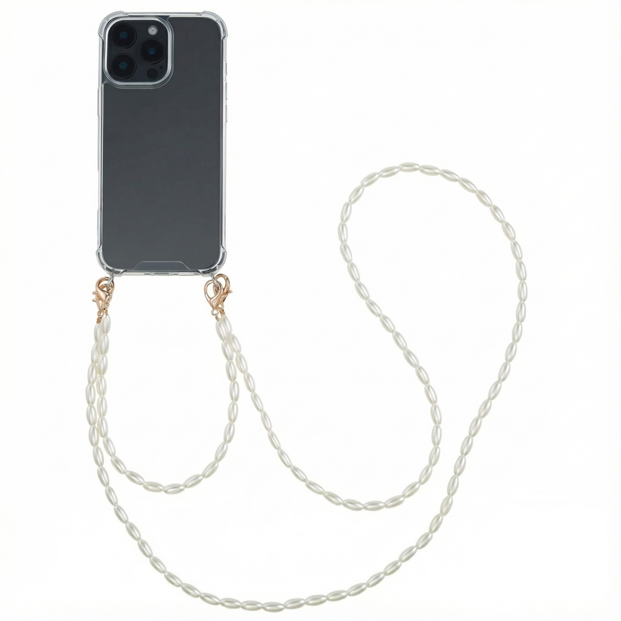 imoshion Backcover met koord + armband - Parels voor de Apple iPhone 16 Pro Max - Transparant