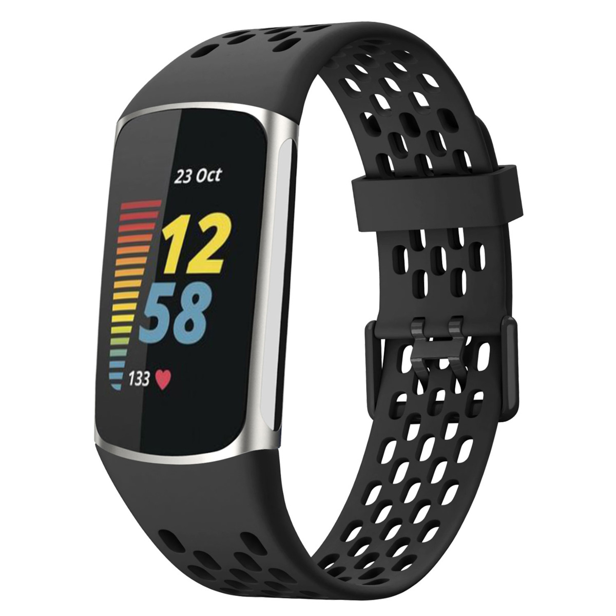 imoshion Bracelet sport en silicone avec boucle Fitbit Charge 5 / 6 - Noir