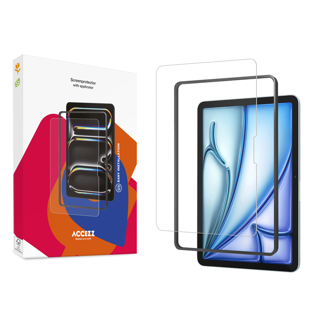 Accezz Glass screenprotector + Applicator voor de Apple iPad Air 11 inch (2026) M4 / (2025) M3 / (2024) M2