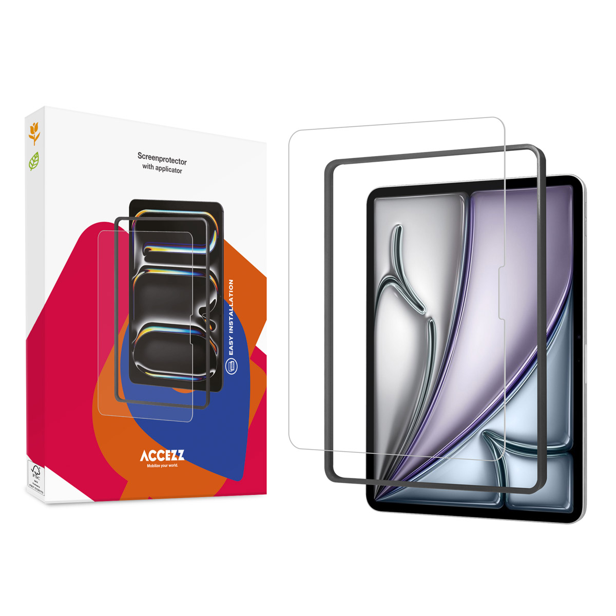 Accezz Glass screenprotector + Applicator voor de Apple iPad Pro 11 (2025) M5 / (2024) M4