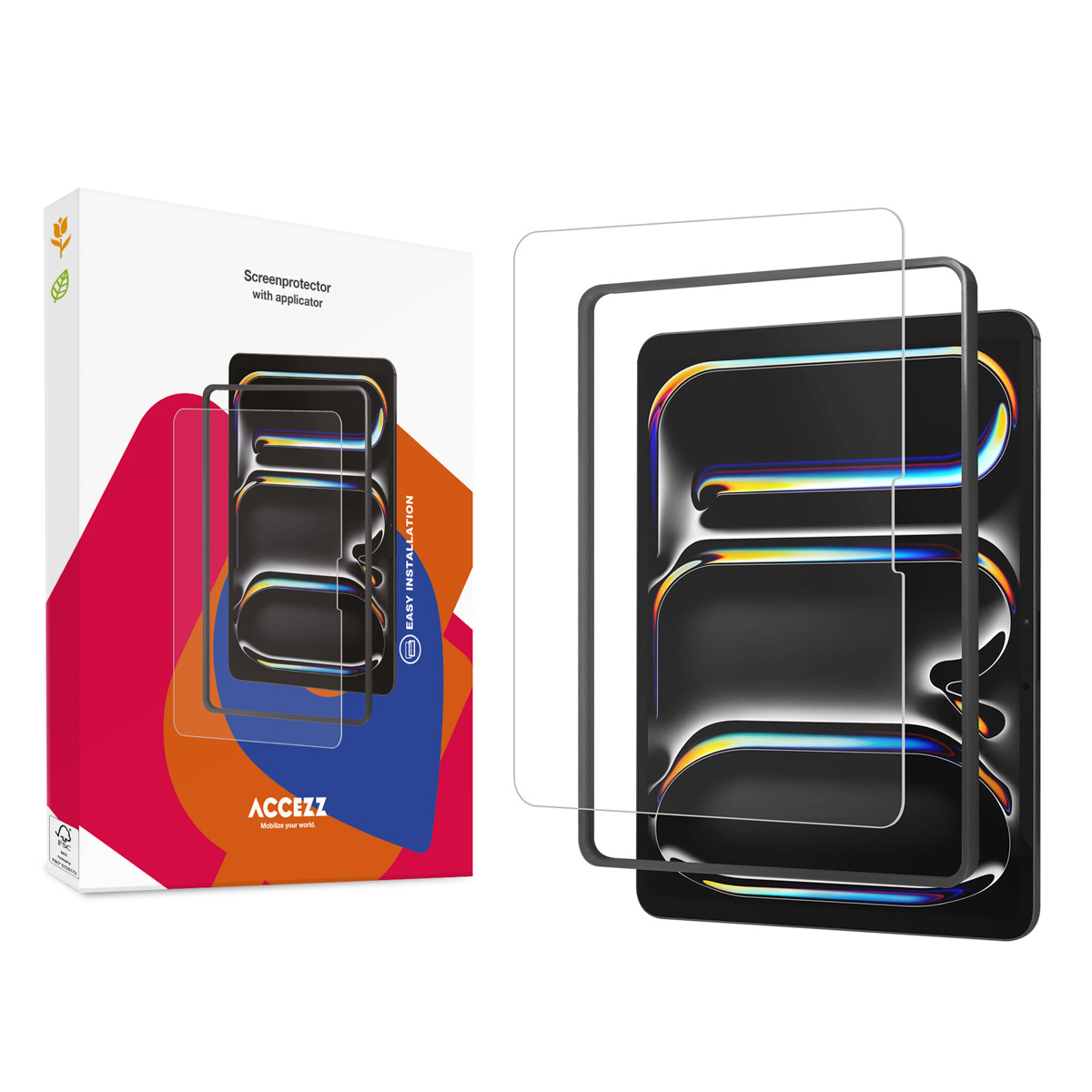Accezz Glass screenprotector + Applicator voor de Apple iPad Pro 13 (2025) M5 / (2024) M4