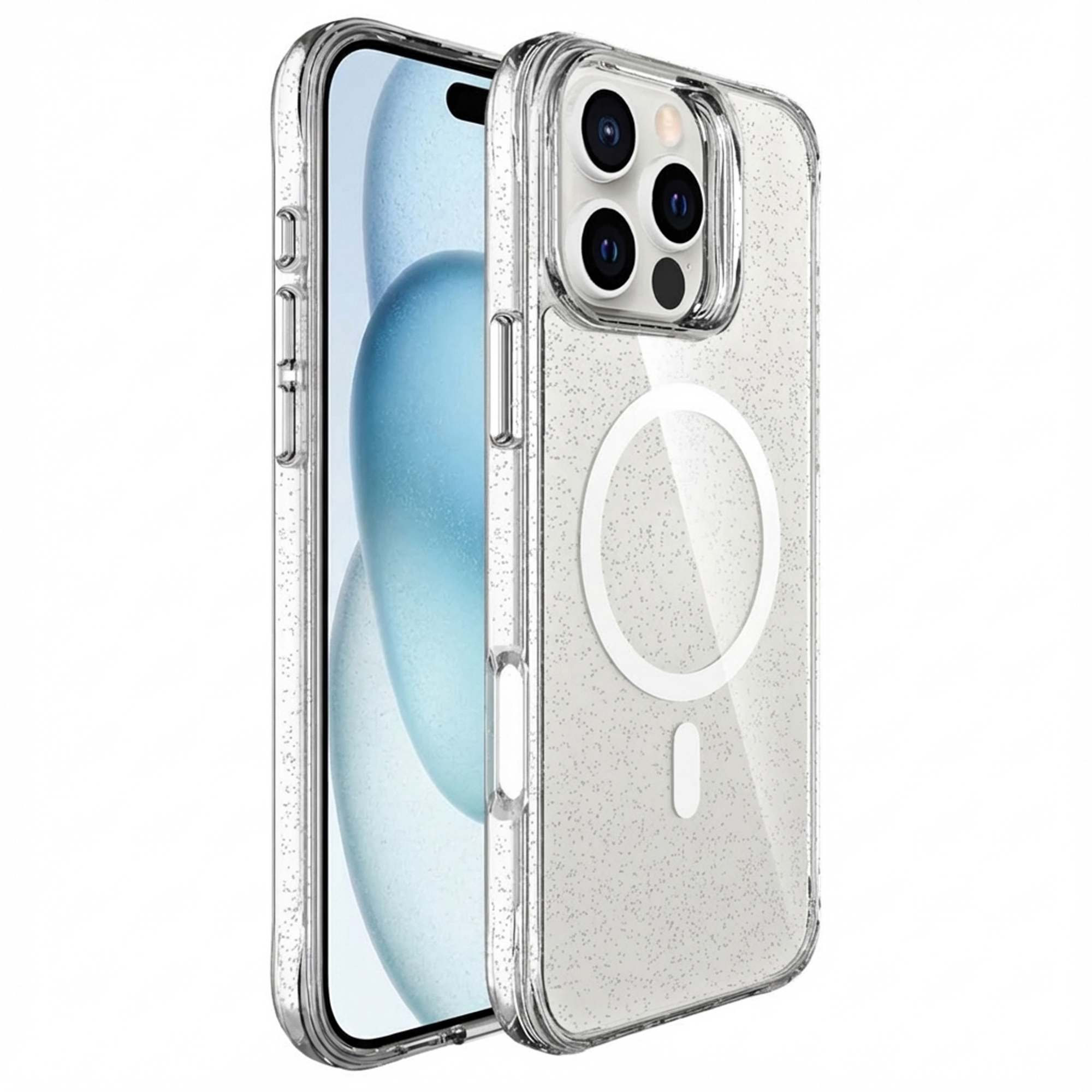 imoshion Clear Glitter Backcover met MagSafe voor de Apple iPhone 16 Pro - Zilver