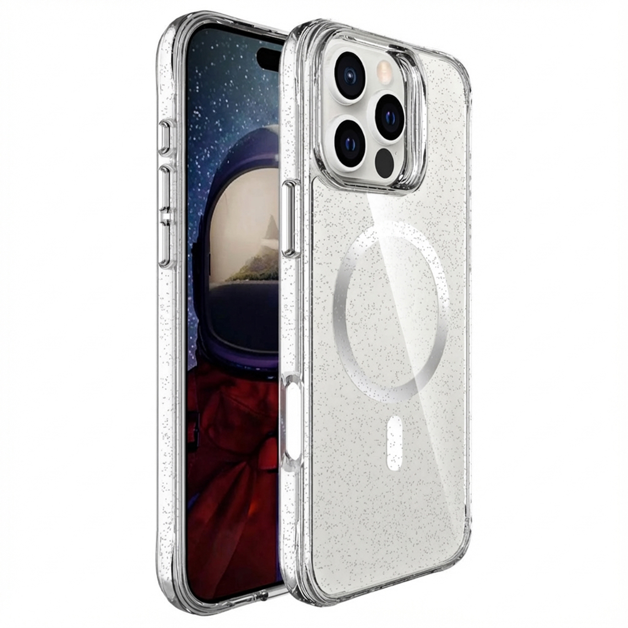 imoshion Clear Glitter Backcover met MagSafe voor de Apple iPhone 16 Pro Max - Zilver