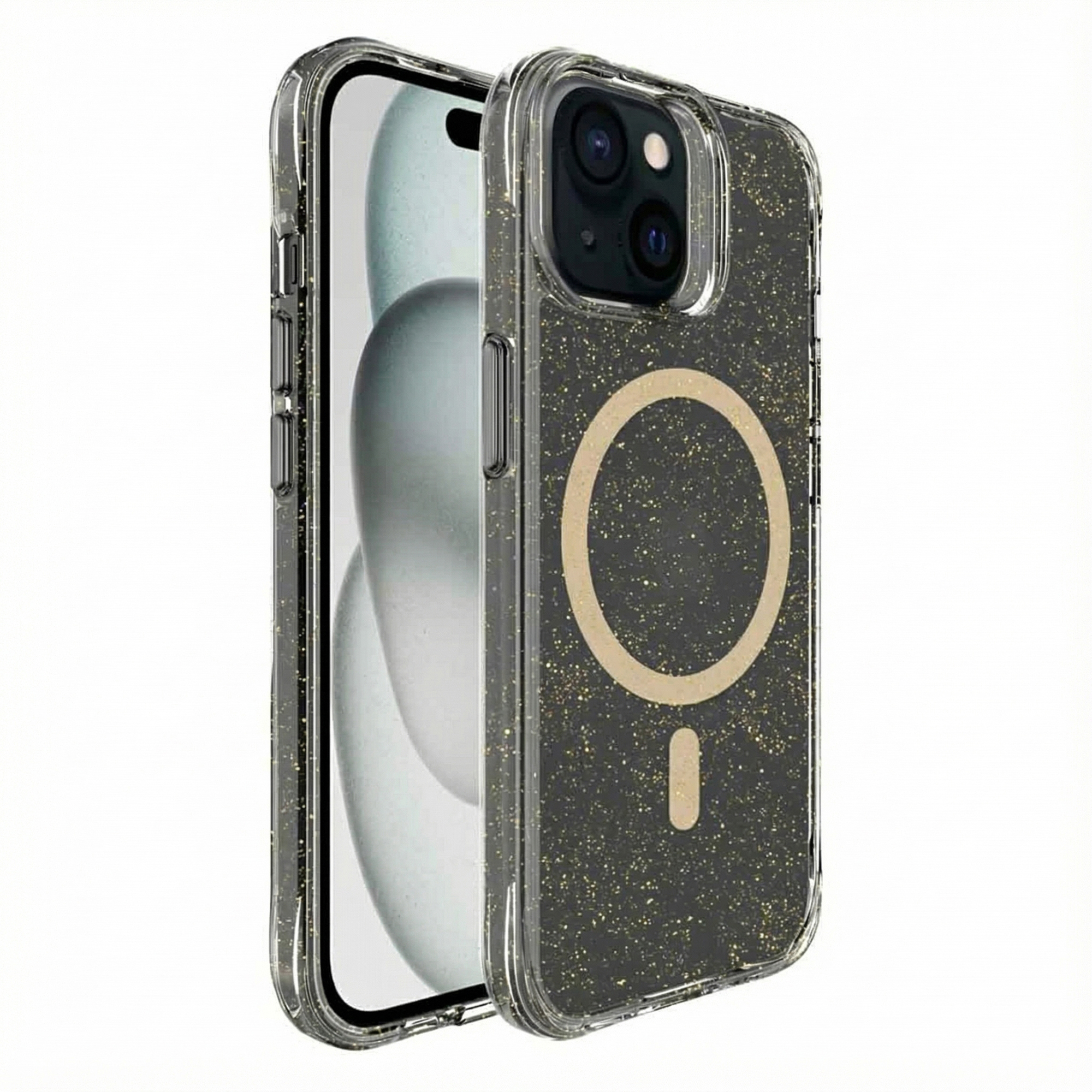 imoshion Clear Glitter Backcover met MagSafe voor de Apple iPhone 15 - Goud