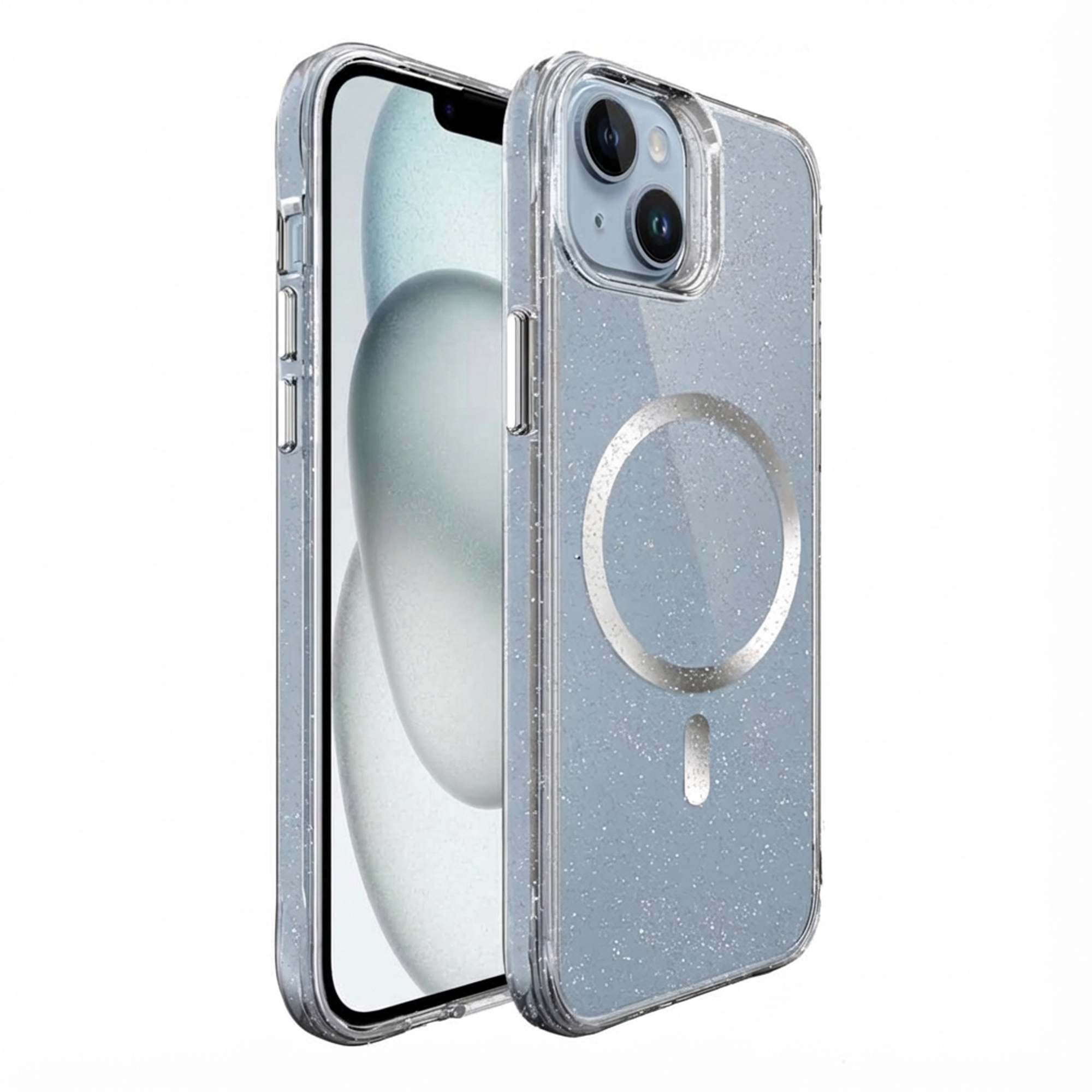 imoshion Clear Glitter Backcover met MagSafe voor de Apple iPhone 14 - Zilver