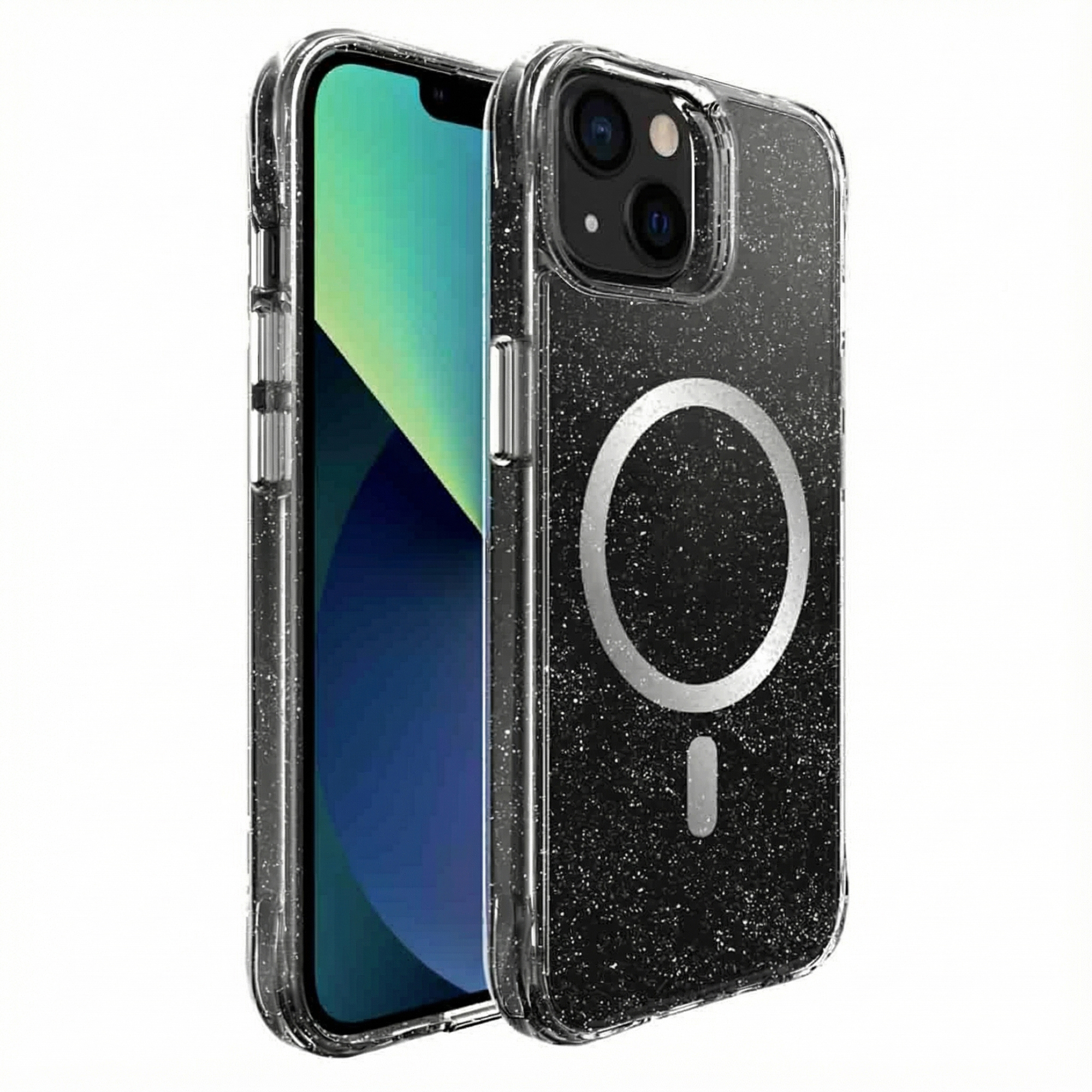 imoshion Clear Glitter Backcover met MagSafe voor de Apple iPhone 13 - Zilver