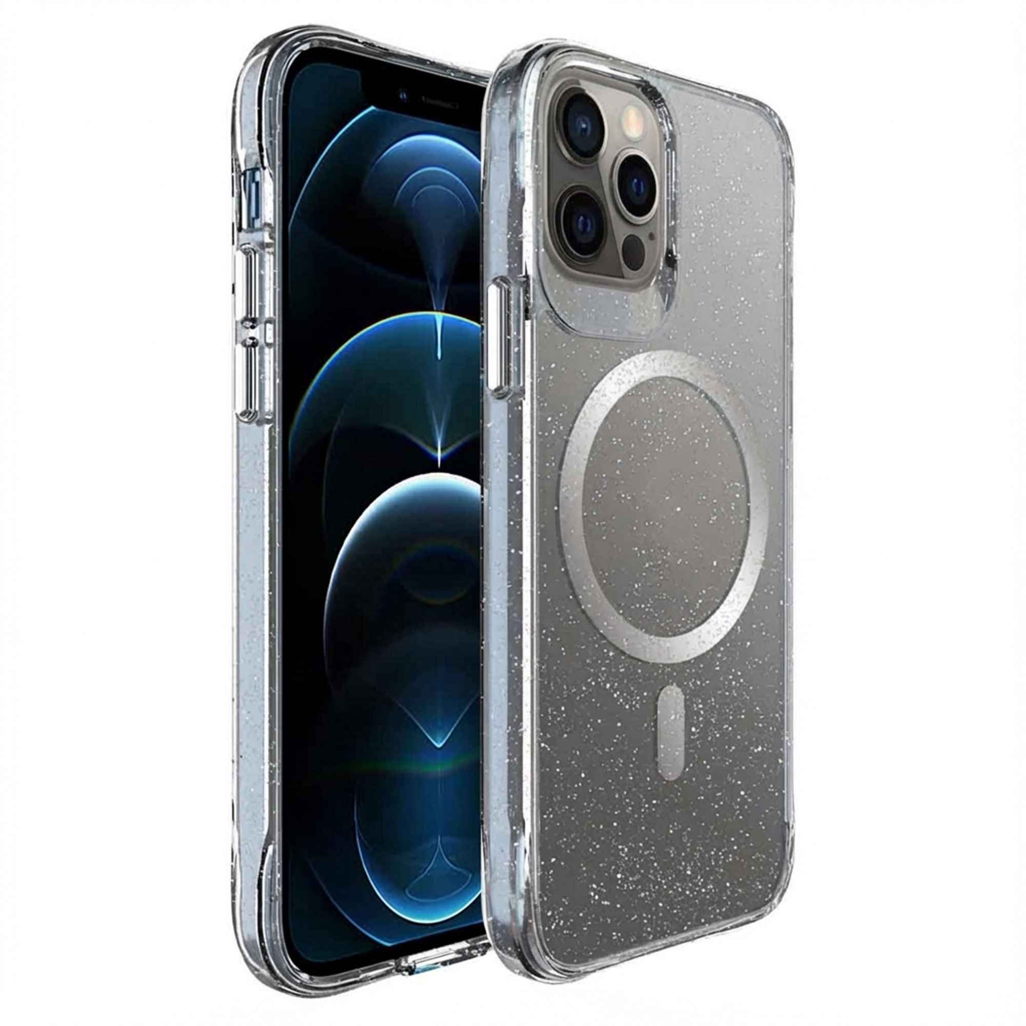 imoshion Clear Glitter Backcover met MagSafe voor de Apple iPhone 12 (Pro) - Zilver