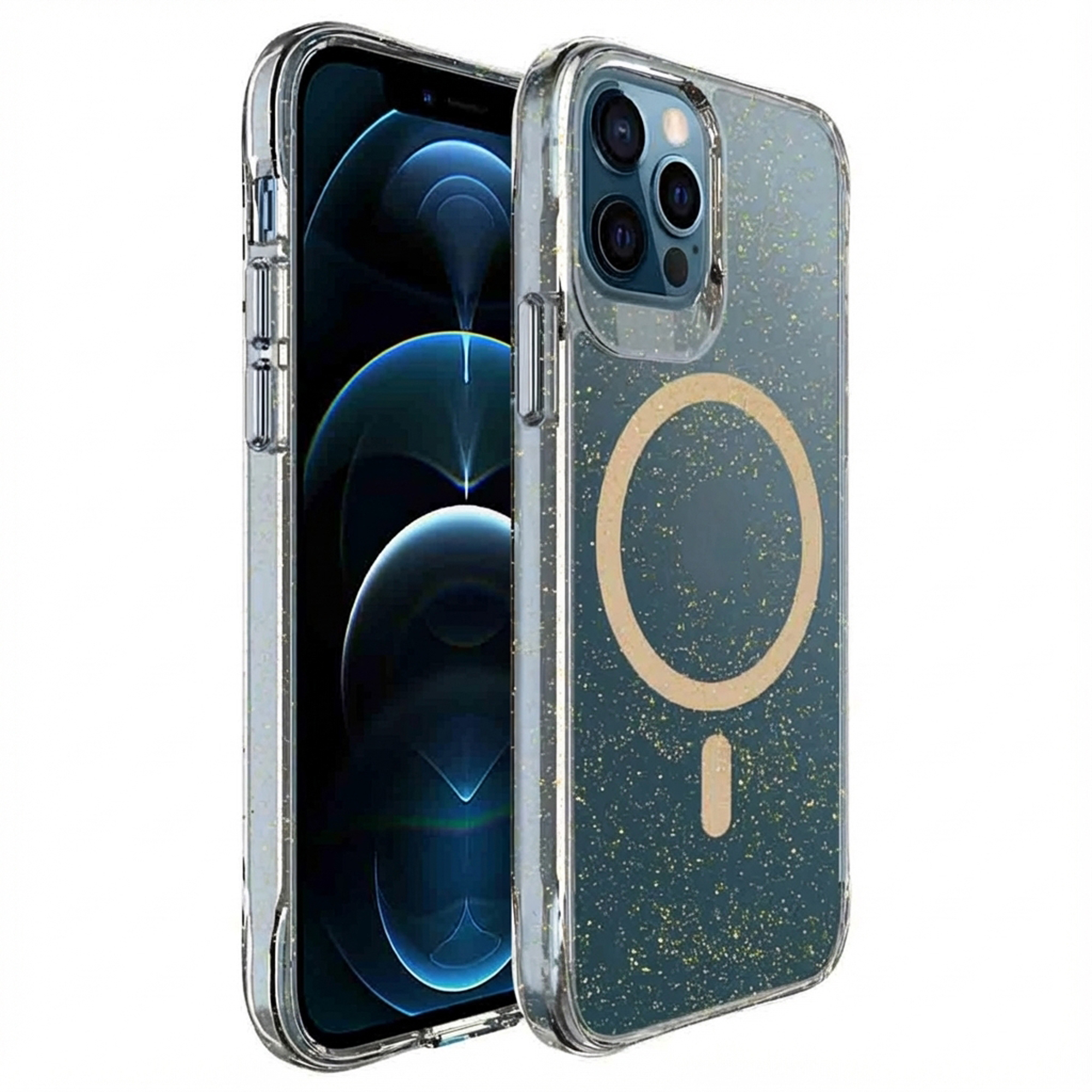 imoshion Clear Glitter Backcover met MagSafe voor de Apple iPhone 12 (Pro) - Goud