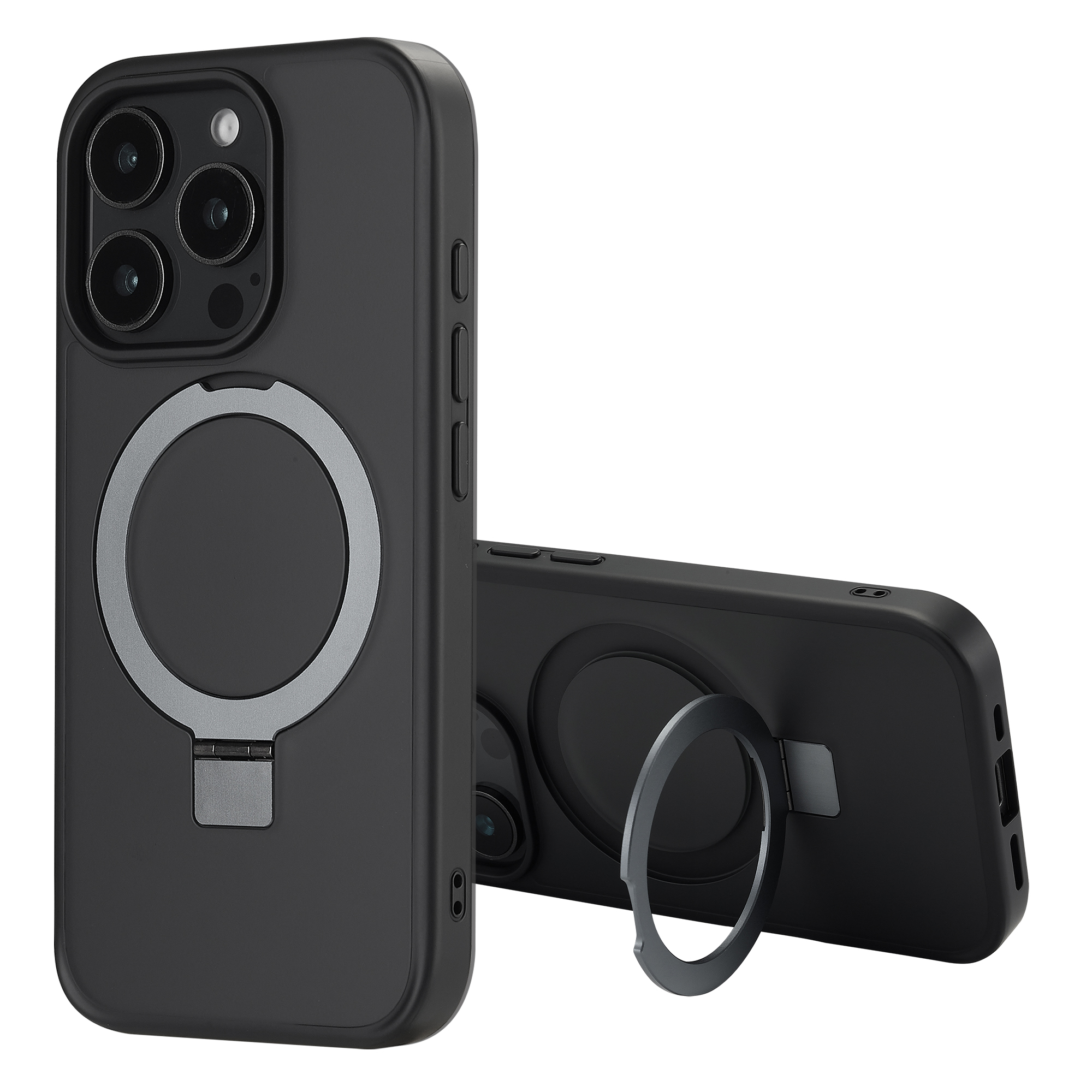 Accezz Ring Stand Backcover met MagSafe voor de Apple iPhone 16 Pro Max - Zwart