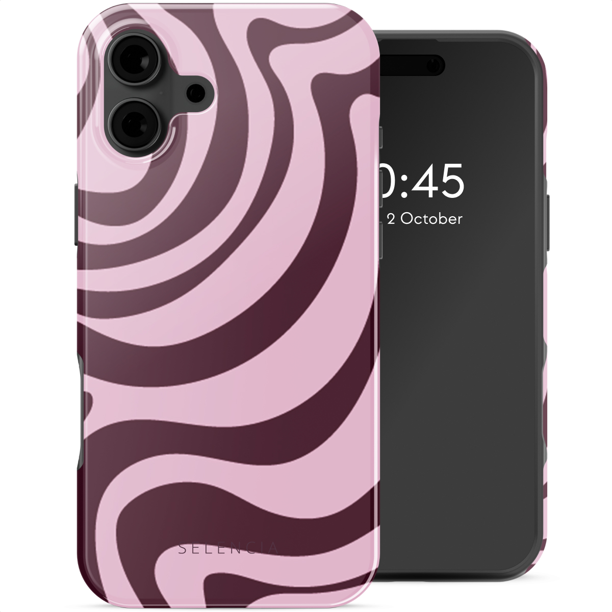 Selencia Coque arrière Vivid avec MagSafe Apple iPhone 16 - Wavy Swirl Pink Plum