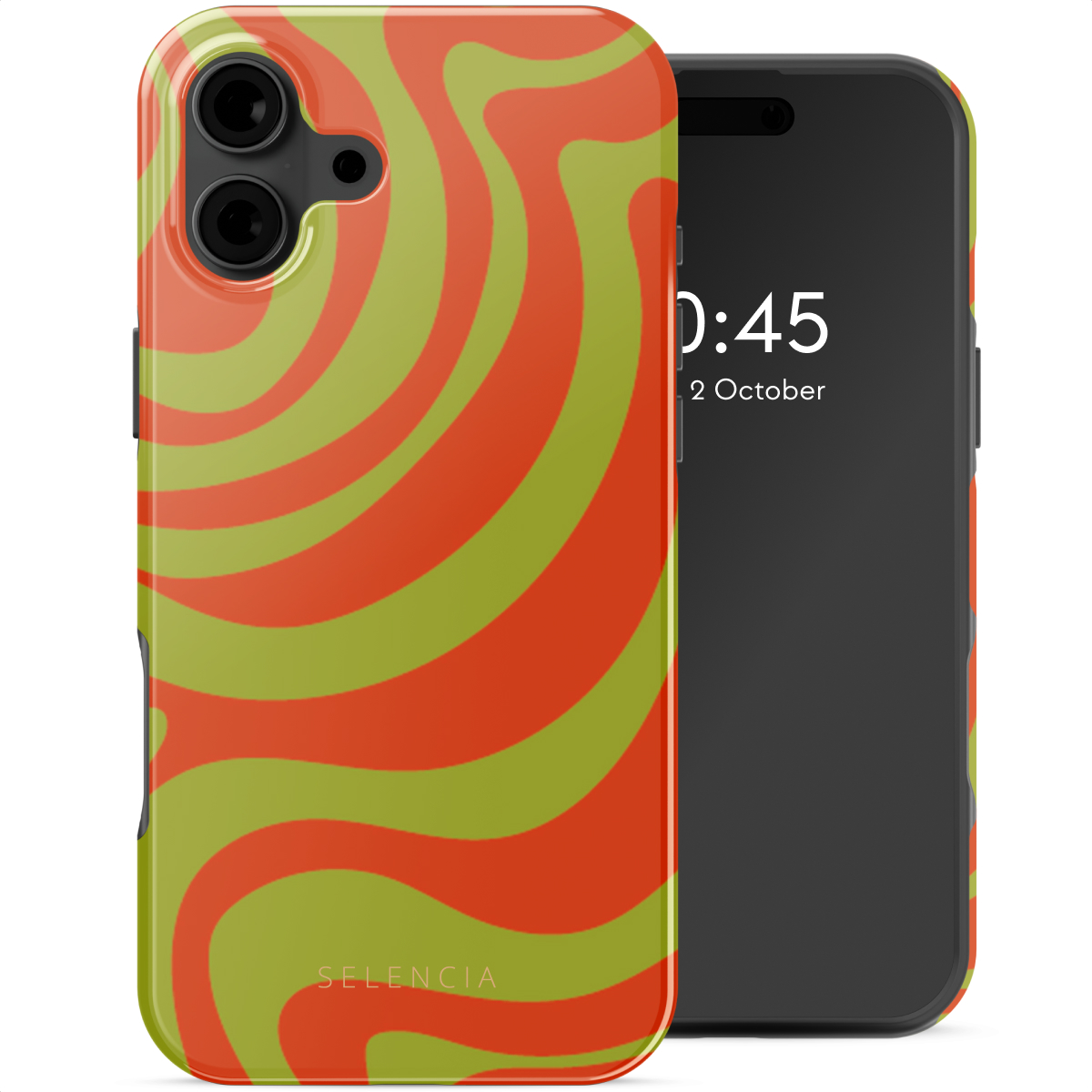 Selencia Coque arrière Vivid avec MagSafe Apple iPhone 16 - Wavy Swirl Orange Fern
