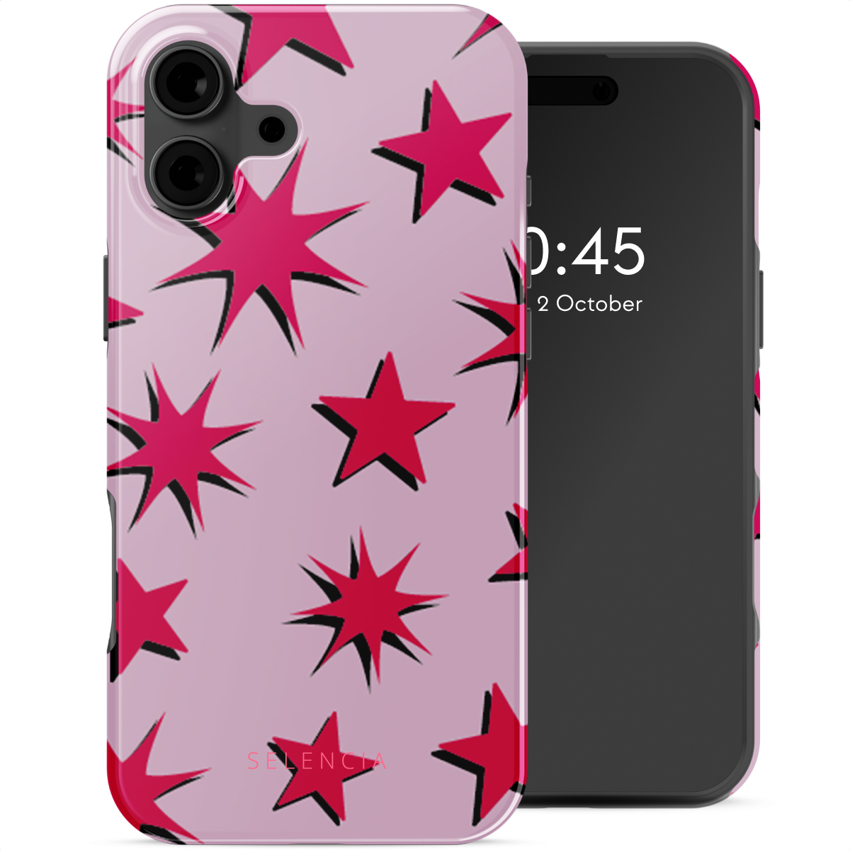 Selencia Coque arrière Vivid avec MagSafe Apple iPhone 16 - Stars Rubine Red Light Pink