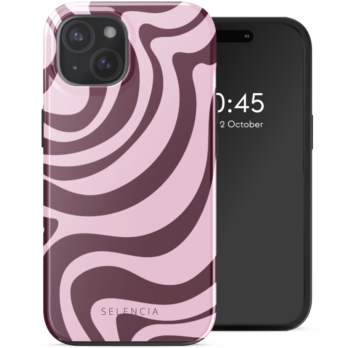 Selencia Coque arrière Vivid avec MagSafe Apple iPhone 15 - Wavy Swirl Pink Plum