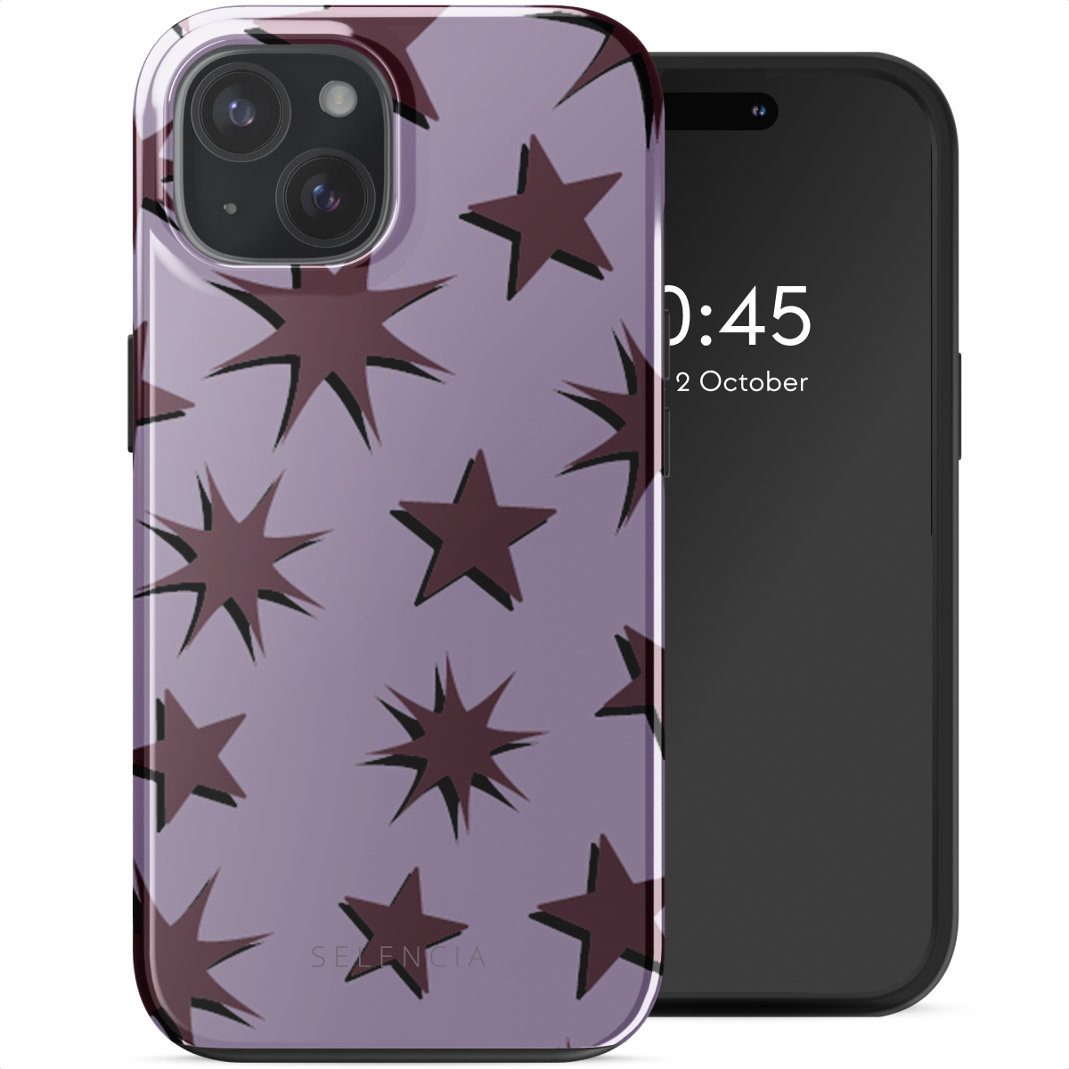 Selencia Coque arrière Vivid avec MagSafe Apple iPhone 15 - Stars Plum Lilac