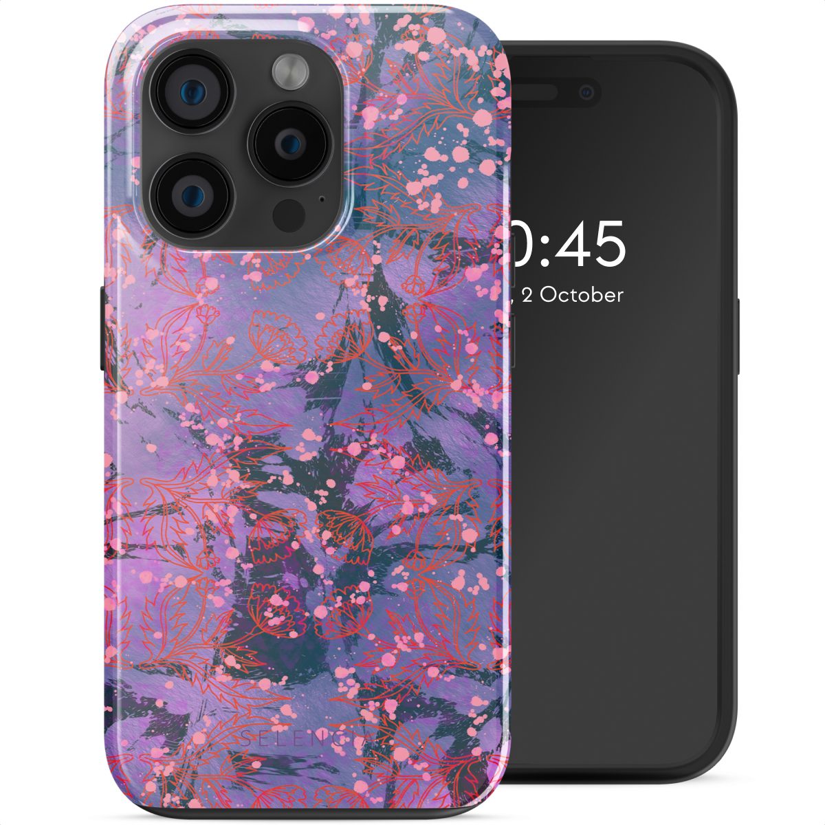 Selencia Coque arrière Vivid avec MagSafe Apple iPhone 15 Pro - Fresh Paint Flower Orange