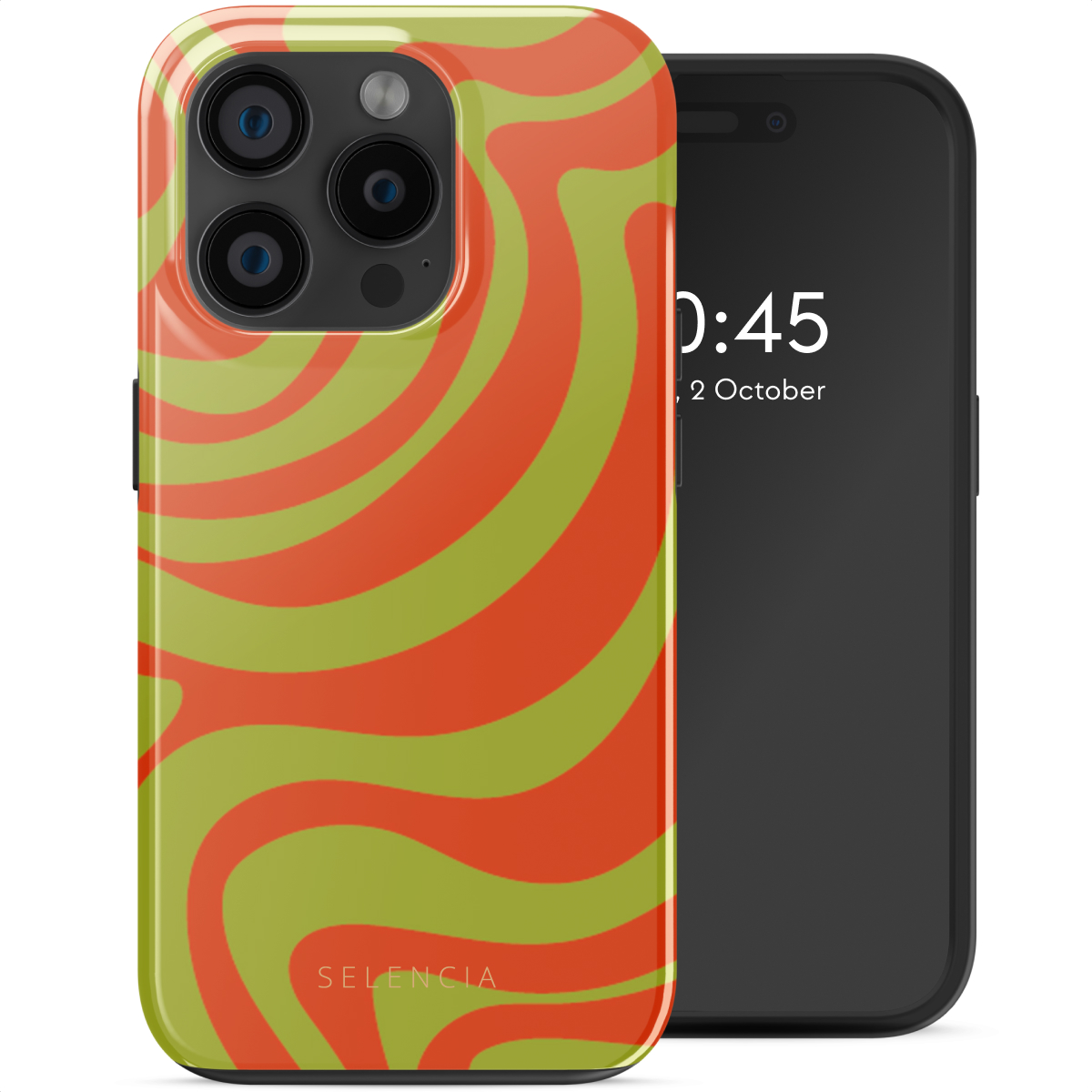 Selencia Coque arrière Vivid avec MagSafe Apple iPhone 15 Pro - Wavy Swirl Orange Fern
