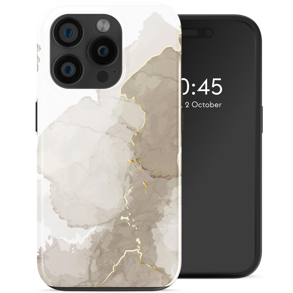 Selencia Coque arrière Vivid avec MagSafe Apple iPhone 15 Pro - Marble Light Brown