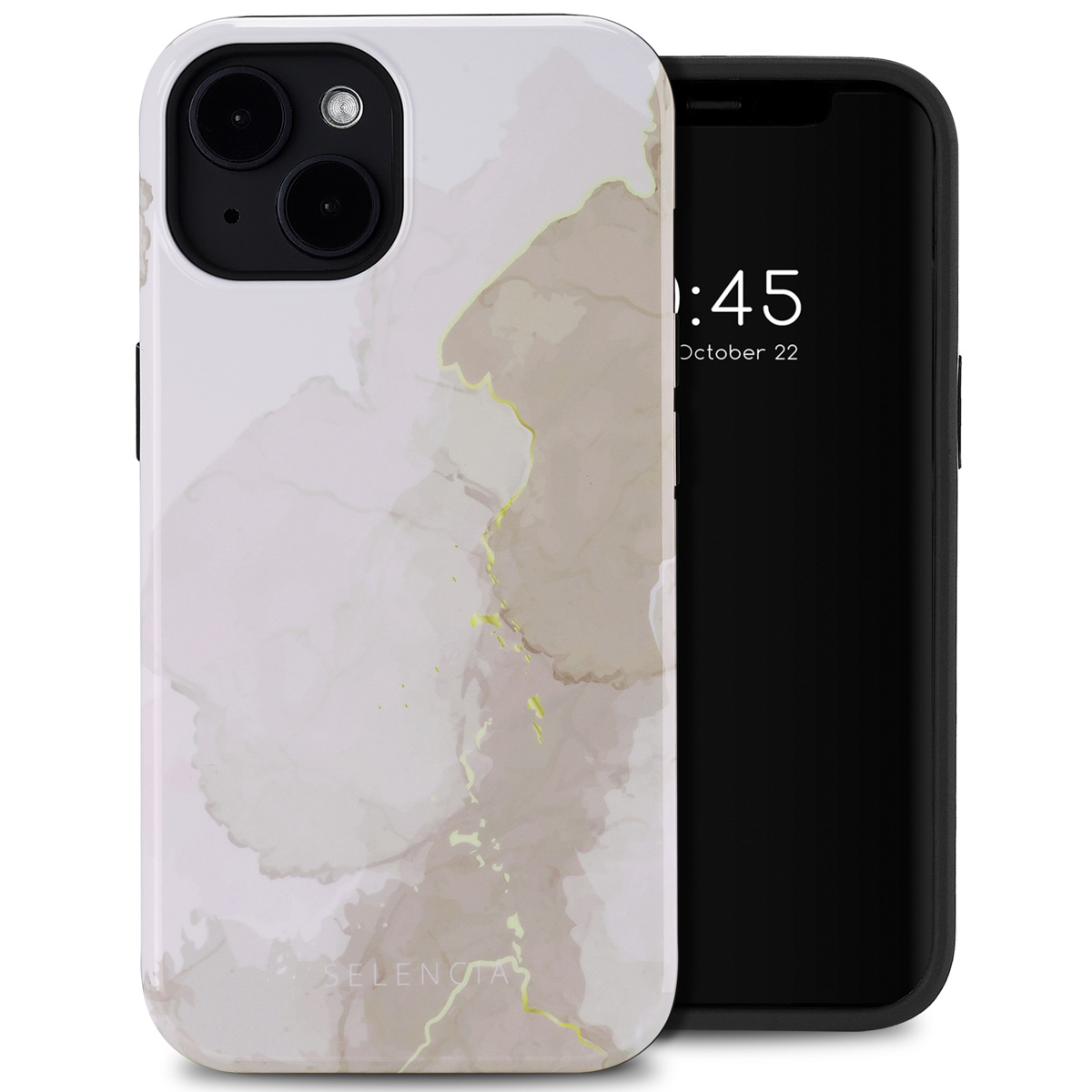 Selencia Coque arrière Vivid avec MagSafe Apple iPhone 14 - Marble Light Brown