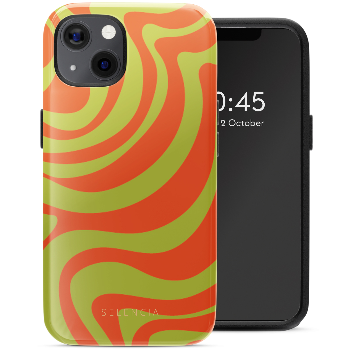 Selencia Coque arrière Vivid avec MagSafe Apple iPhone 13 - Wavy Swirl Orange Fern