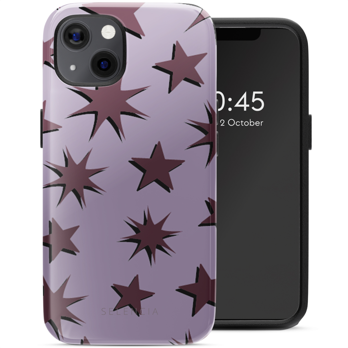 Selencia Coque arrière Vivid avec MagSafe Apple iPhone 13 - Stars Plum Lilac