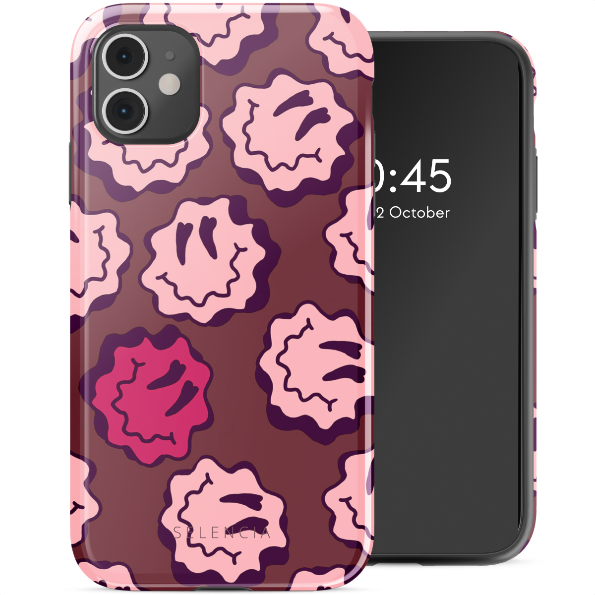Selencia Coque arrière Vivid Apple iPhone 11 - Wavy Smiley Pink