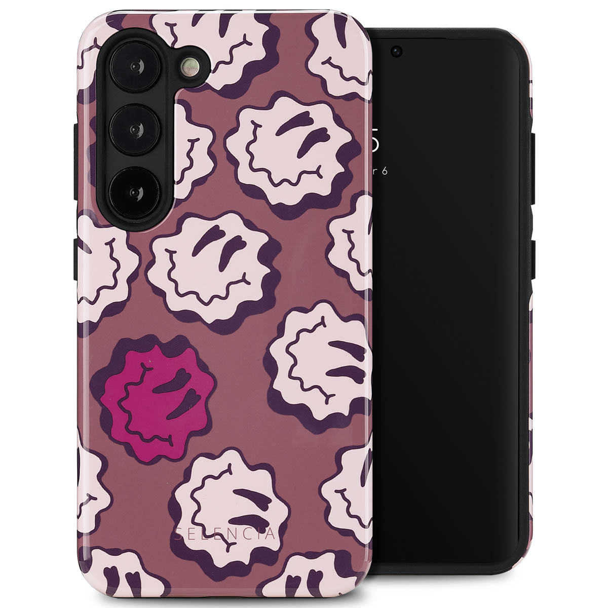 Selencia Coque arrière Vivid Samsung Galaxy S23 - Wavy Smiley Pink