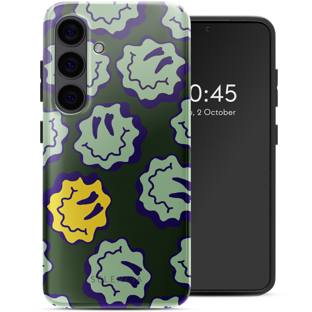 Selencia Coque arrière Vivid Samsung Galaxy S24 - Wavy Smiley Green