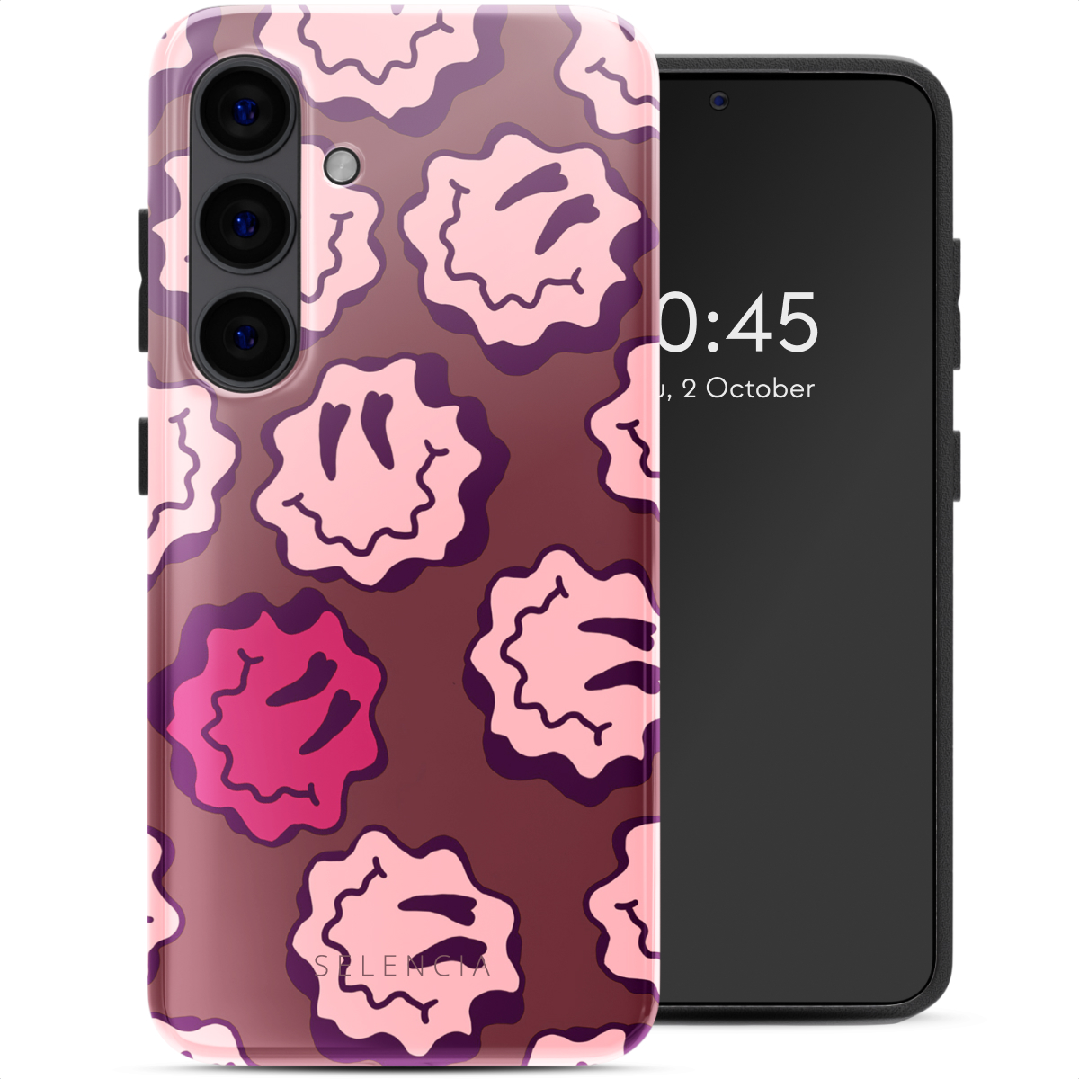 Selencia Coque arrière Vivid Samsung Galaxy S24 - Wavy Smiley Pink