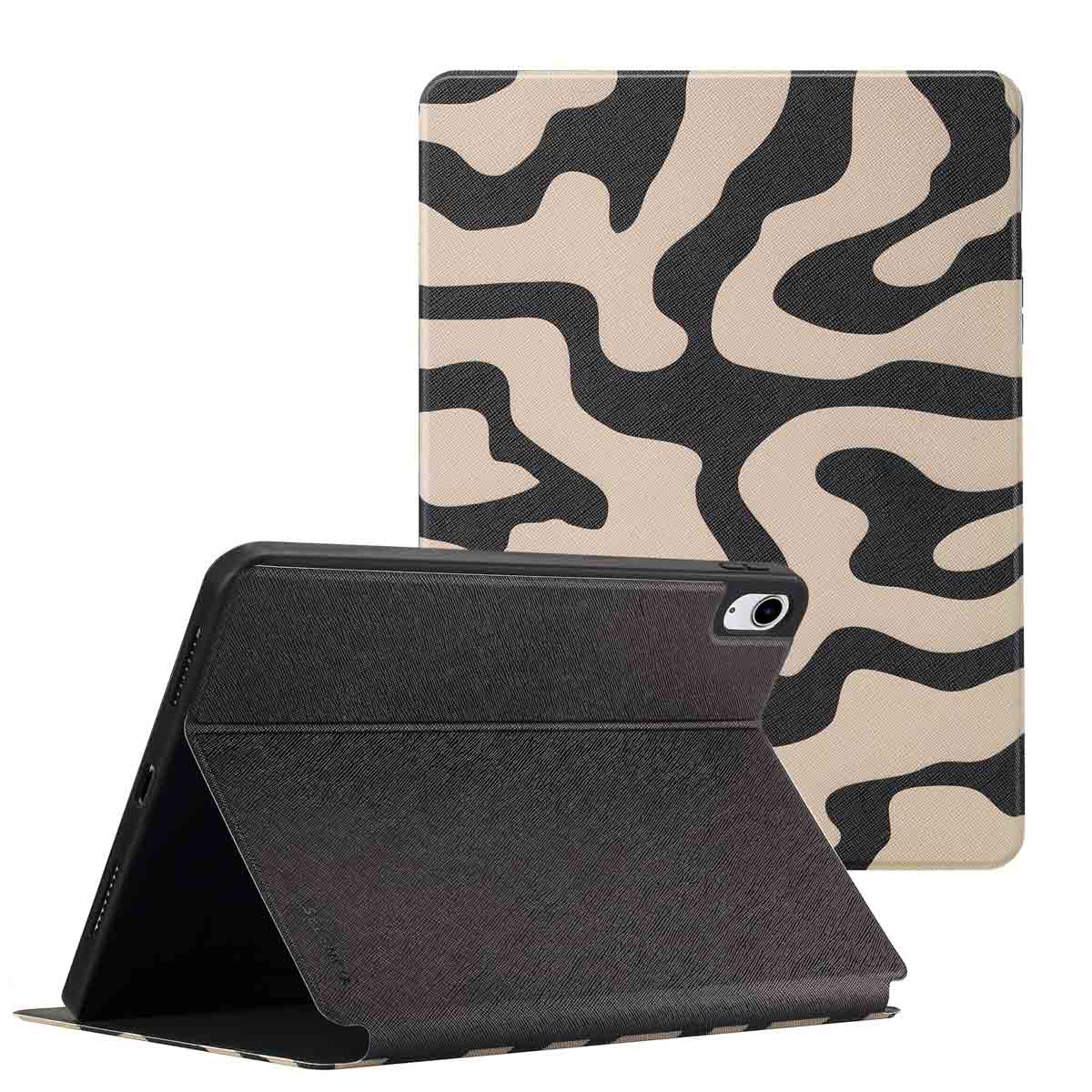 Selencia Vivid tablethoes voor de Apple iPad 11 (2025) 11 inch A16 / iPad 10 (2022) 10.9 inch - Art Wave Black