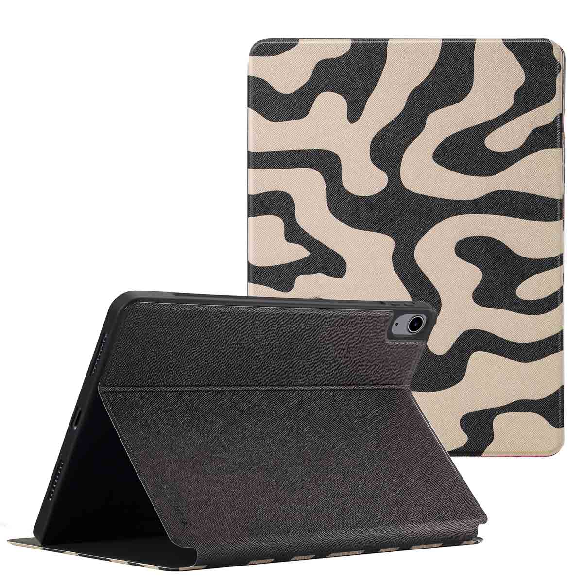 Selencia Coque tablette Vivid Apple iPad Air 11 pouces (2026) M4 / (2025) M3 / (2024) M2 / Air 5 (2022) / Air 4 (2020) - Art Wave Black